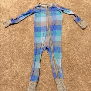 Plaid Blue and Gray Little Sleepies 6-12 month